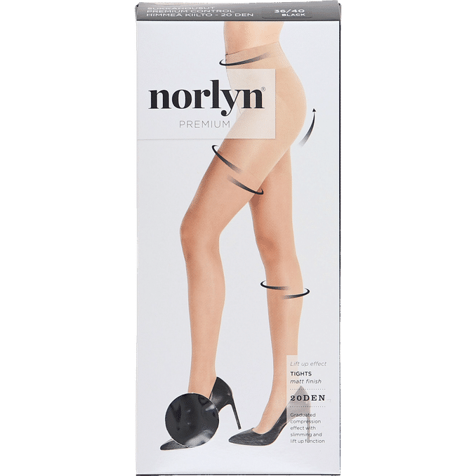 Norlyn 2 x Premium Control 20 Den Tights Black Stl 36-40