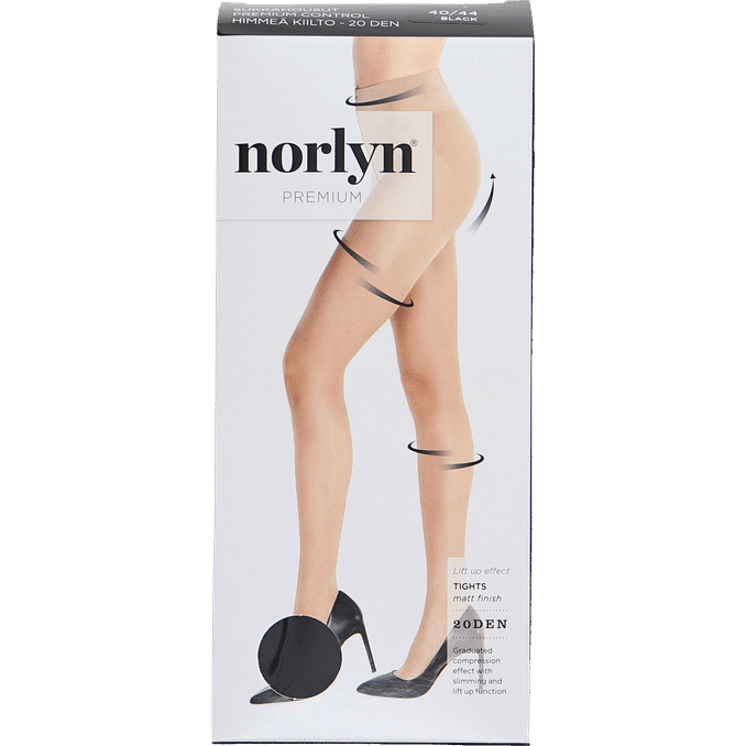 Norlyn 2 x Premium Control 20 Den Tights Black Stl 40-44