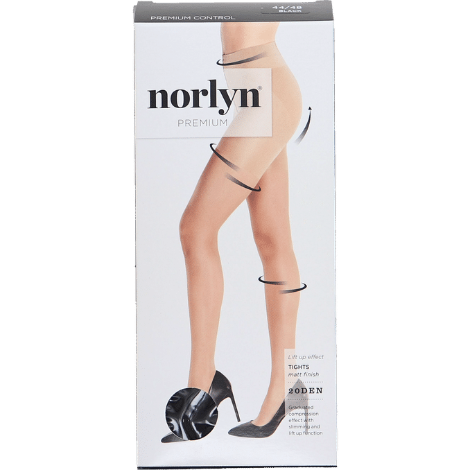 Norlyn 2 x Premium Control 20 Den Tights Black Stl 40-44