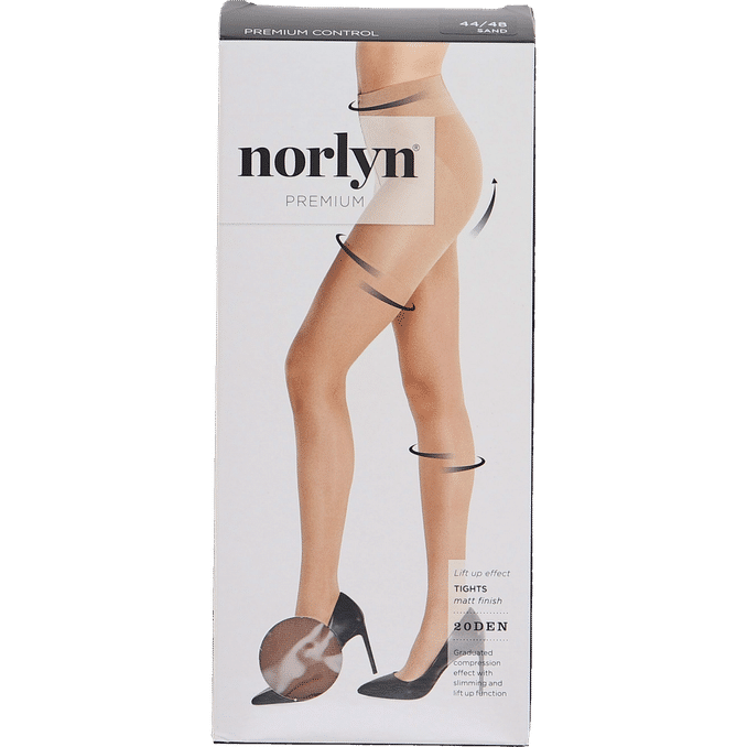 Norlyn 2 x Premium Control 20 Den Tights Sand Stl 44-48