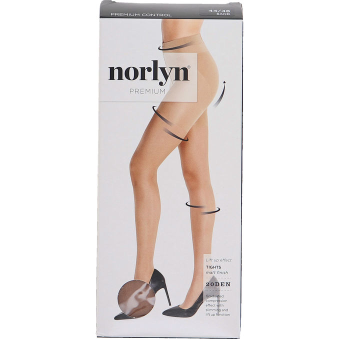 Norlyn 2 x Premium Control 20 Den Tights Sand Stl 44-48