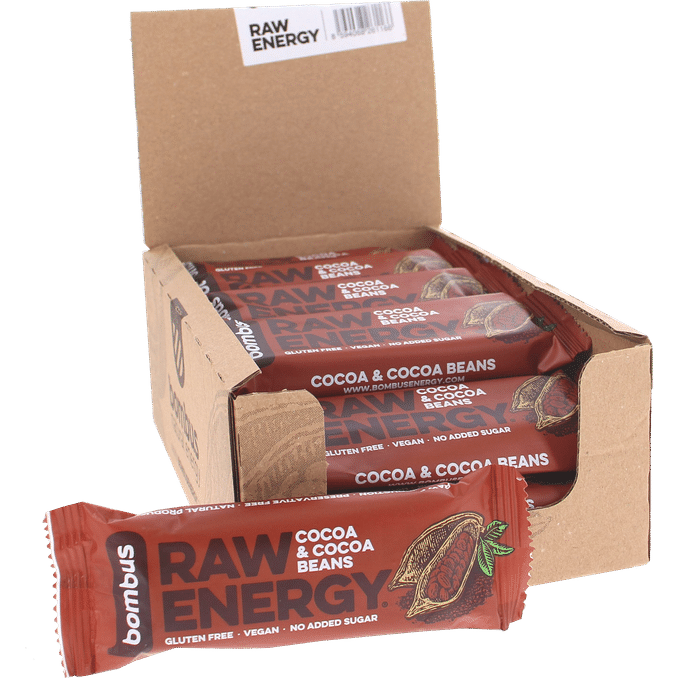 Bombus Raw Energy Välipalapatukka Cocoa & Cocoa Beans 20-pack