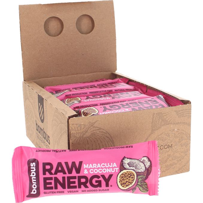 Bombus Raw Energy Välipalapatukka Keltapassio & Kookos 20-pack