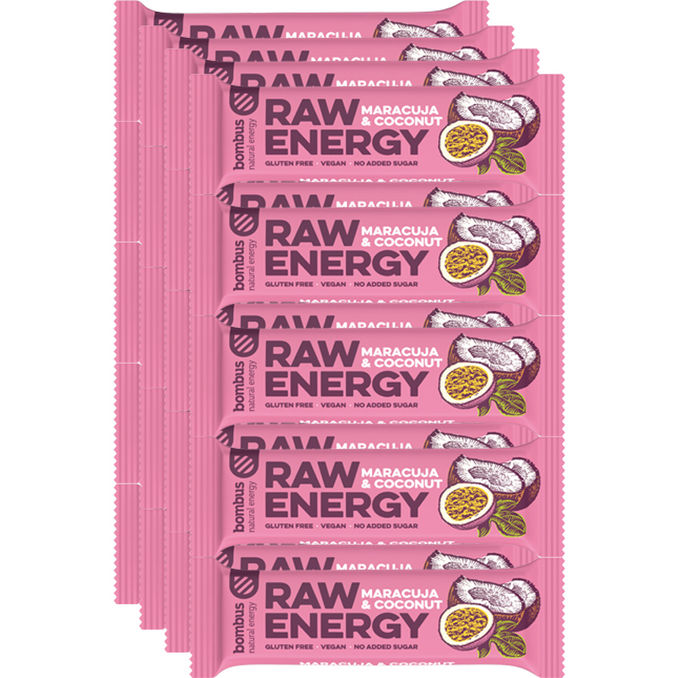 Bombus Raw Energy Energieriegel Maracuja & Coconut, 20er Pack