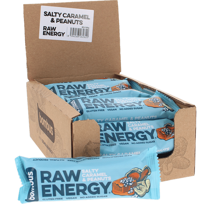 Läs mer om Bombus Raw Energy Raw Energibars Jordnötter & Saltkaramell