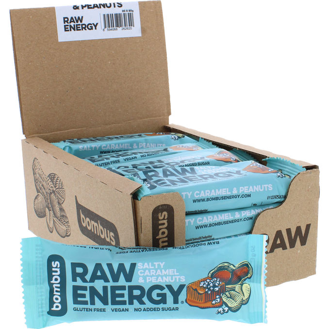 Bombus Raw Energy Raw Energibar Jordnötter & Saltkaramell 20-pack