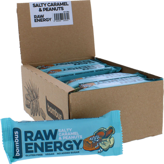 Bombus Raw Energy Energi bar Peanuts & Saltkaramel 20-pak