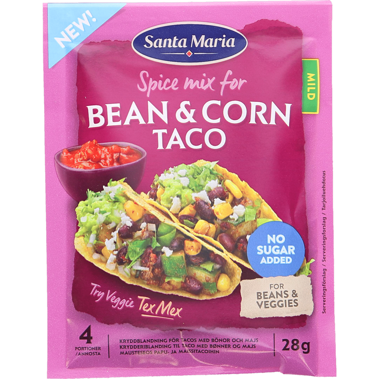 Premier spise amerikansk dollar Santa Maria Bean & Corn Taco Spice Mix , 28 g fra Santa Maria | Motatos