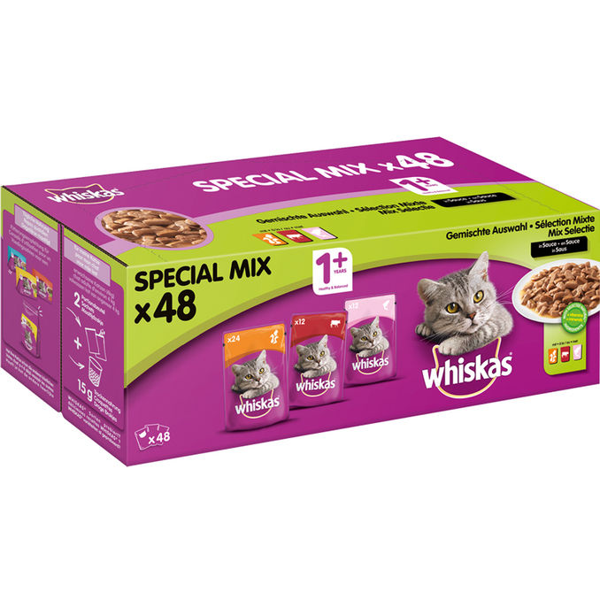 Whiskas Nassfutter für Katzen Gemischte Auswahl, 48er Pack