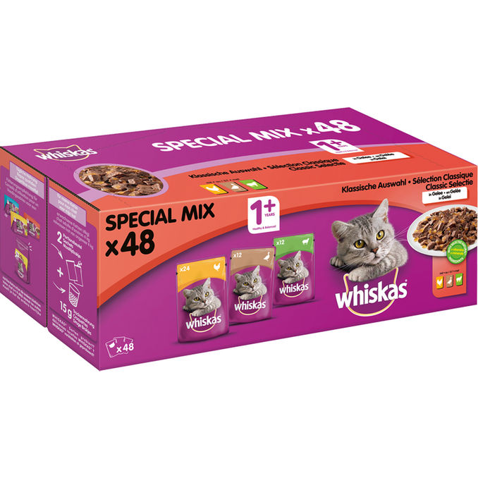 Whiskas Nassfutter für Katzen Klassische Auswahl, 48er Pack