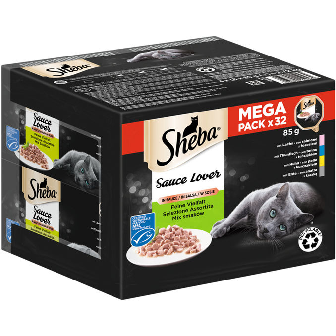Sheba Nassfutter für Katzen Sauce Lover Feine Vielfalt, 32er Pack