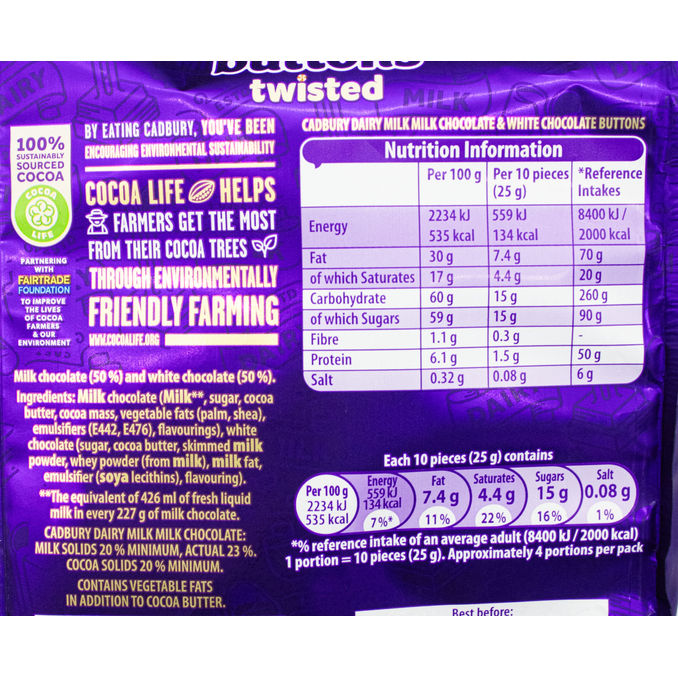 Cadbury Dairy Milk Buttons Twisted 105g, 105g from Cadbury Motatos