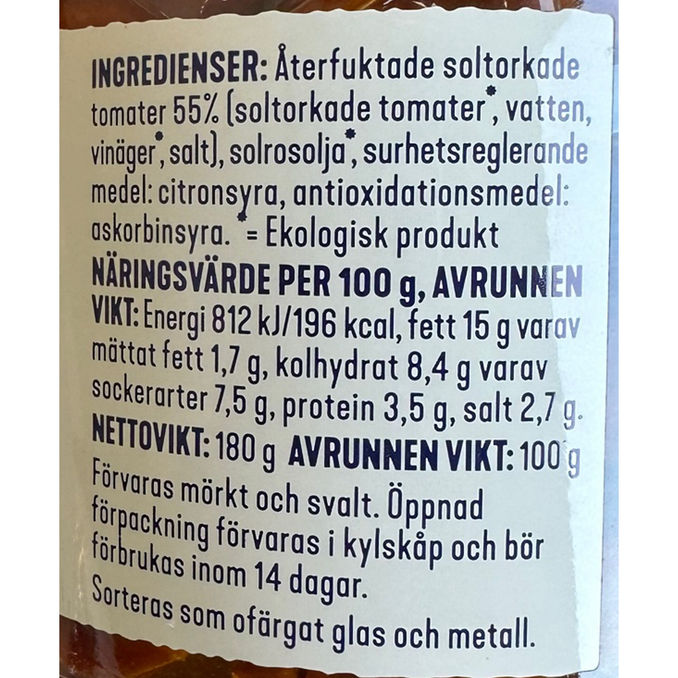 Fontana Soltorkade Tomater Ekologiska