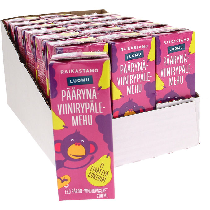 Raikastamo Päärynä-viinirypälemehu Luomu 18-pack