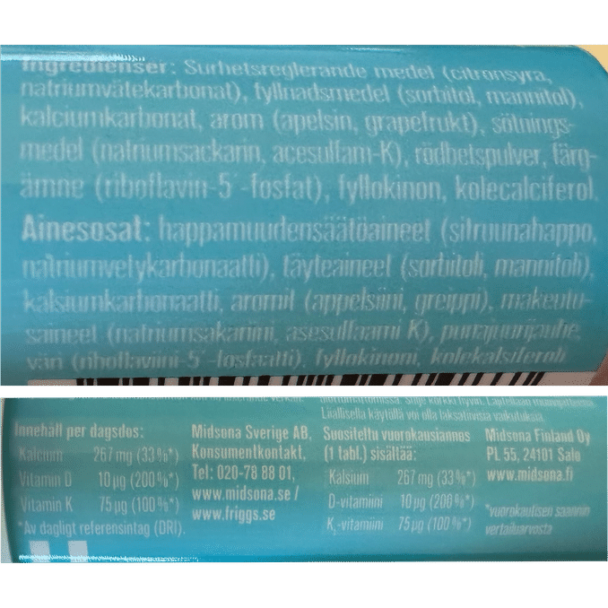 Friggs Calcium Brusetabletter, D & K Vitaminer 12-pak