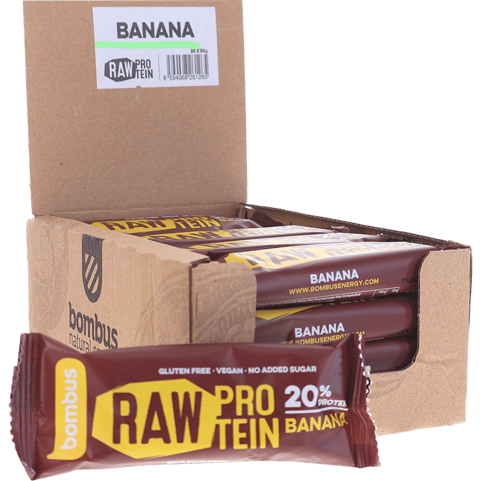 Bombus Raw Protein Energibar Banan 20-pak