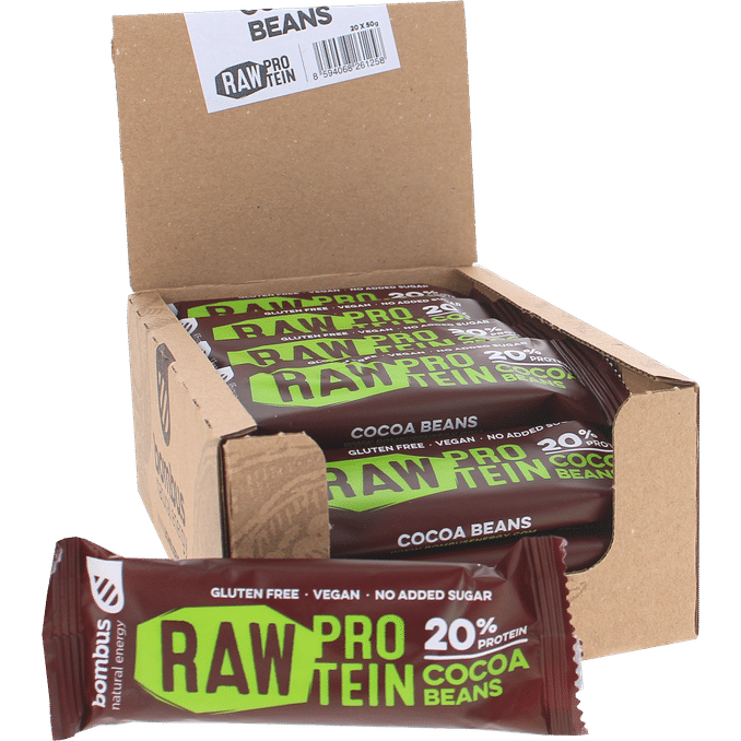 Läs mer om Bombus Raw Protein Raw Proteinbar Kakaobönor 20-pack
