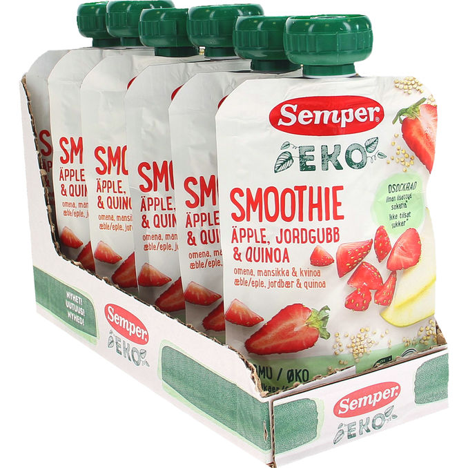 Läs mer om Semper Smoothie Äpple Jordgubbe Quinoa 6-pack