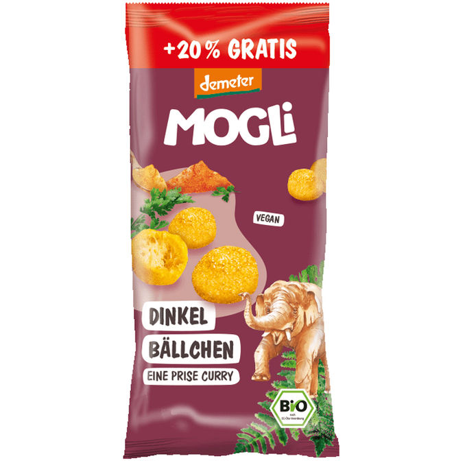 MOGLi BIO Dinkel Bällchen Eine Prise Curry + 20% (Snackpack)