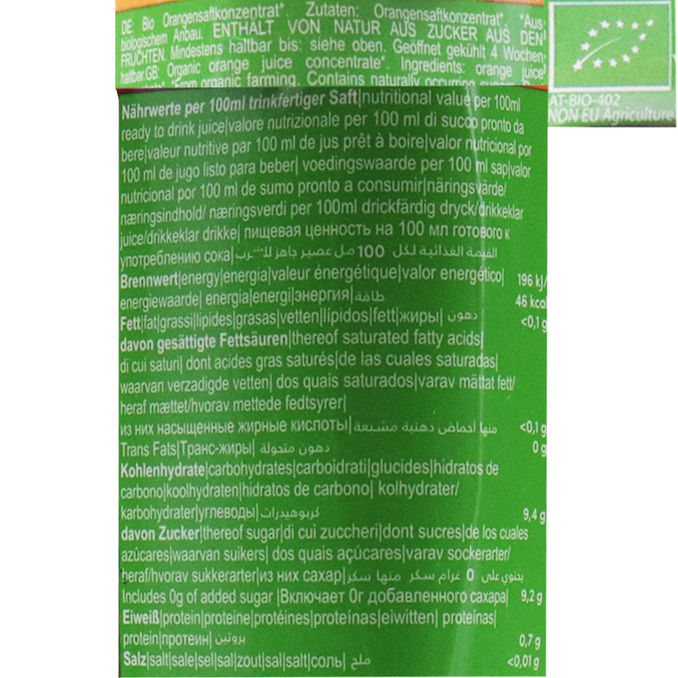 Green-Bag BIO Fruchtsaftkonzentrat Orange