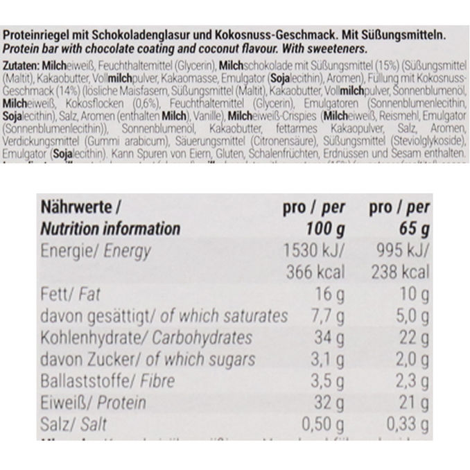 Foodspring Protein Bar Extra Chocolate Crispy Coconut, 12er Pack