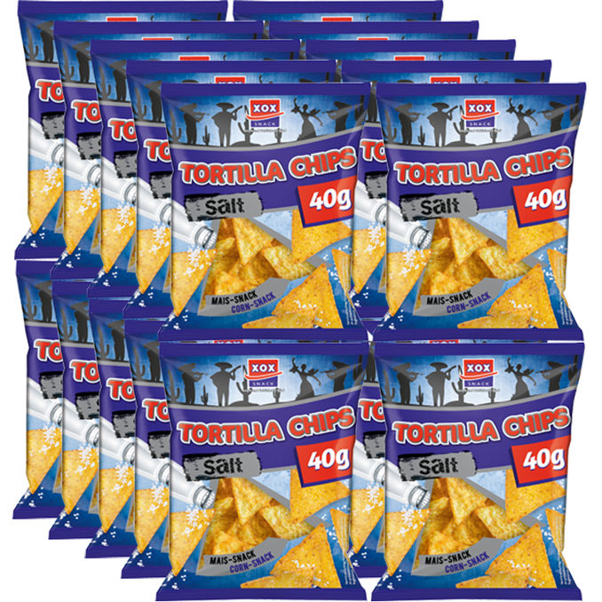 XOX Tortilla Chips mit Salz, 20er Pack (Probiergröße)