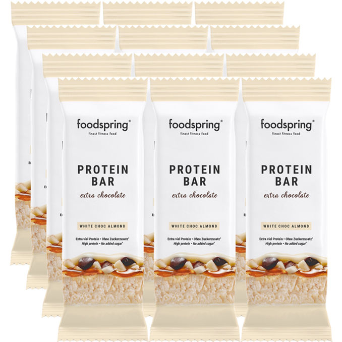 Foodspring Protein Bar White Chocolate Almond, 12er Pack