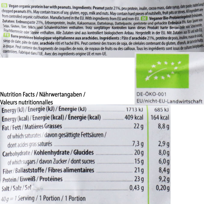 HEJ BIO Riegel Erdnussbutter