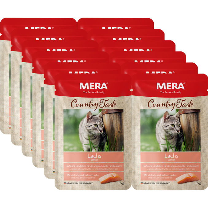 mera Nassfutter für Katzen mit Lachs, 12er Pack