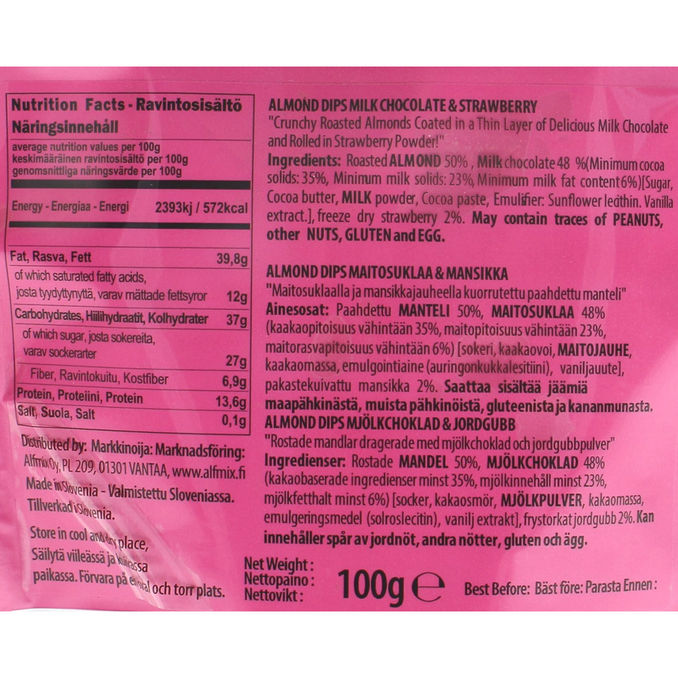 Pretty Nutty Mandlar Mjölkchoklad Jordgubbe