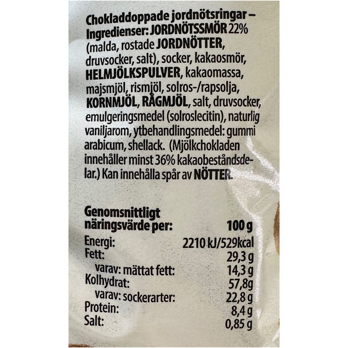 Estrella Chokladdoppade Jordnötsringar