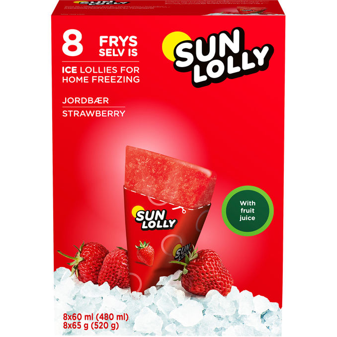 Sun Lolly Frys-selv-is Jordbær 8 Stk