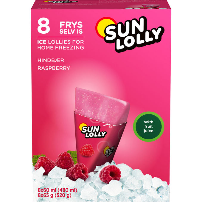 Sun Lolly Frys-selv-is Hindbær 8 Stk