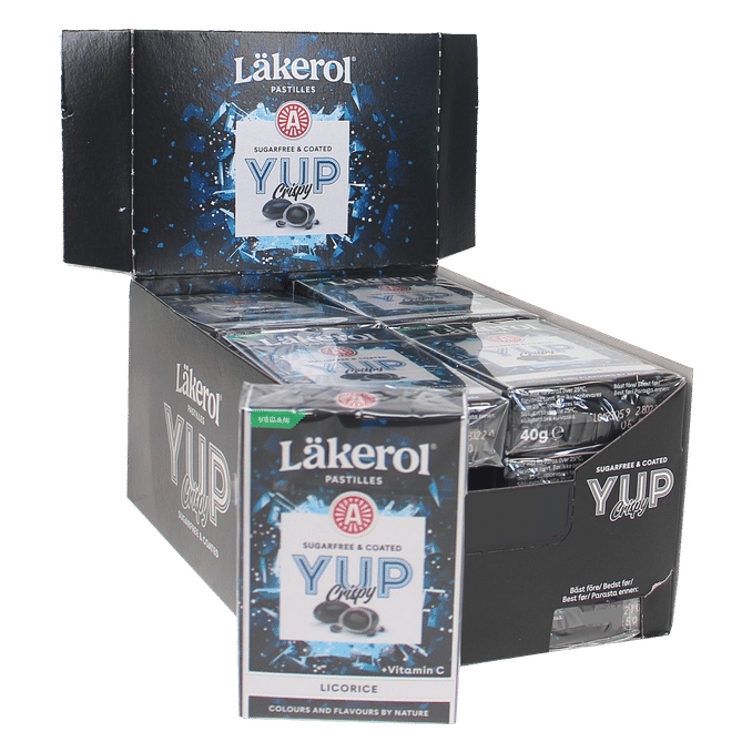 Läkerol Lakritsipastillit YUP Crispy Licorice 16-pack 