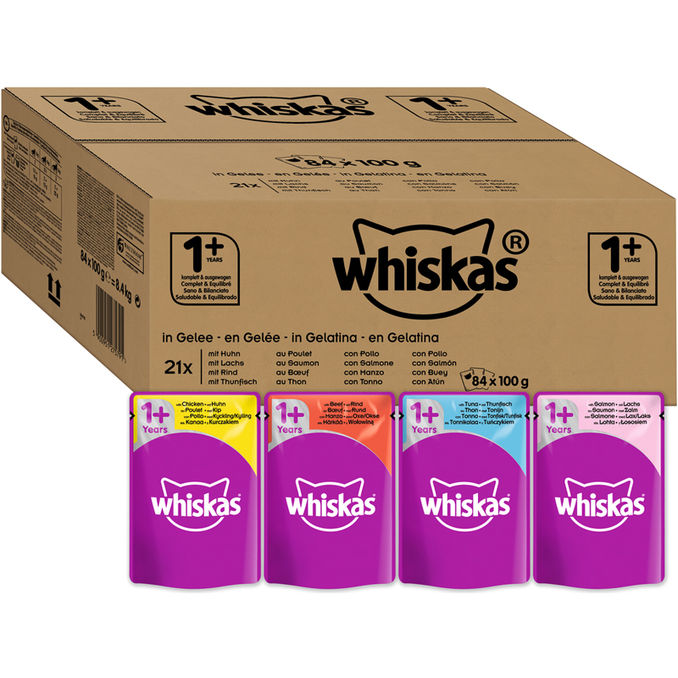 Whiskas Nassfutter in Gelee für Katzen, 84er Pack