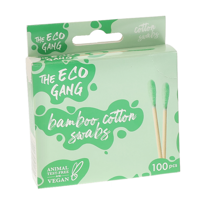 The Eco Gang Bamboo Cotton Swabs Vanupuikot Vihreä