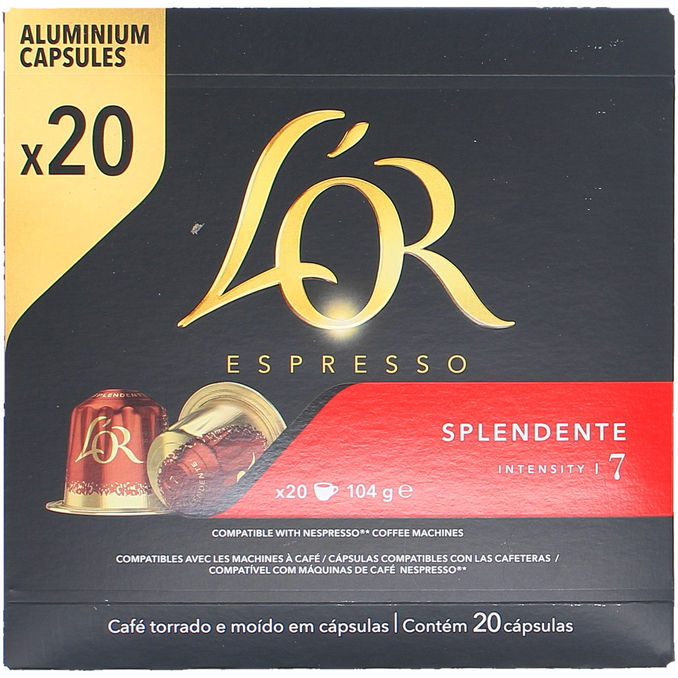 L'Or L'OR kaffekapsler Espresso "Splendente" 20stk