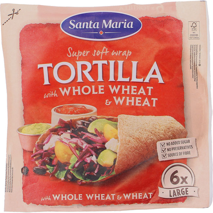 Santa Maria Tortilla Hvede & Fuldkorn Large 6stk