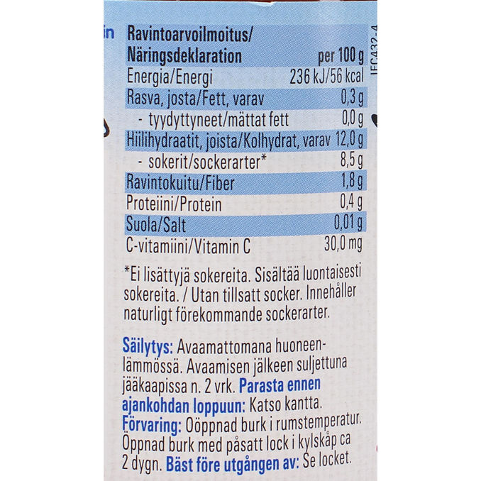 Piltti Pohjoisen Maut Herukkaiset Palat Jälkiruoka 8kk