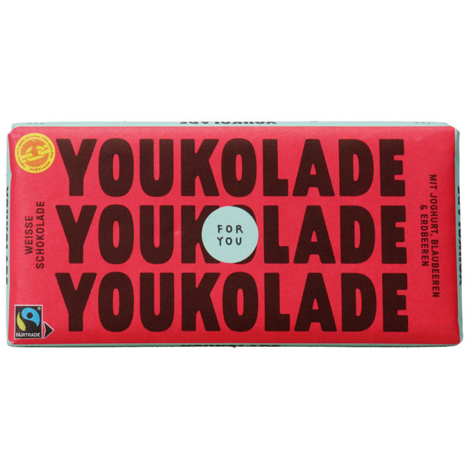 JOKOLADE Weiße Schokolade Joghurt, Blaubeeren & Erdbeeren