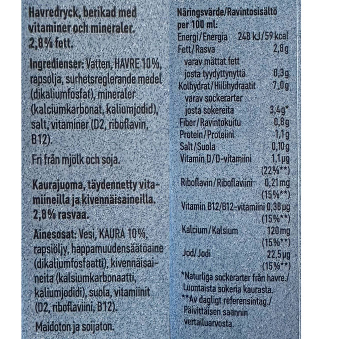 Oatly Havredrik 2,8% 1L