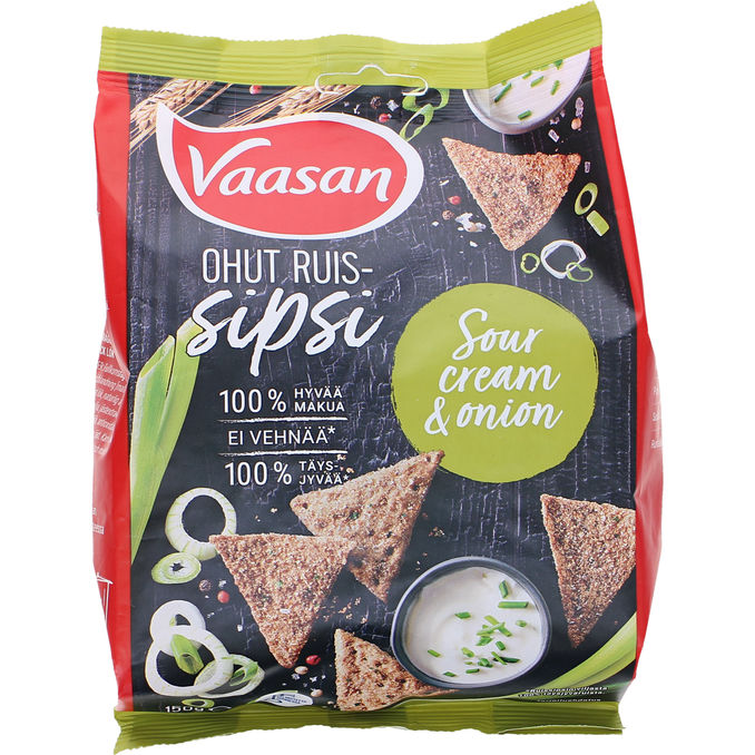 Vaasan Fuldkorns Rugchips m. Sour Cream & Onion