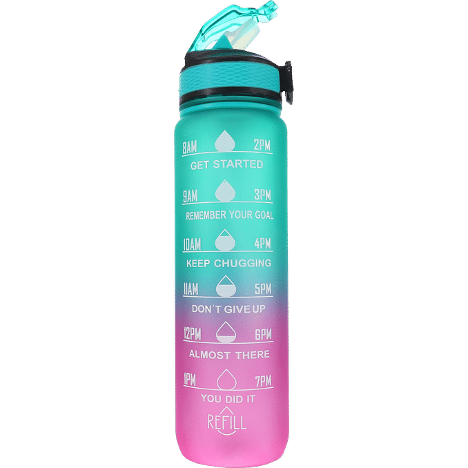 Hollywood Motivational Bottle Vandflaske Pink & Grøn 1L
