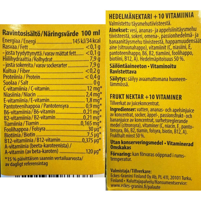 Marli Vital Hedelmänektari Mehujuoma 15-pack
