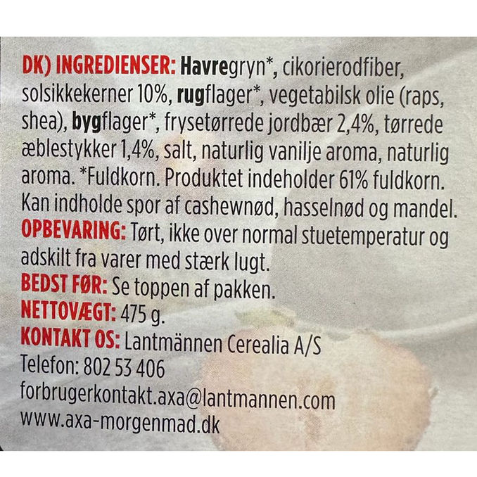 Axa Granola Mansikka & Auringonkukansiemenet