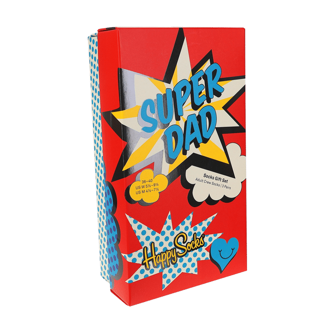 Läs mer om Happy Socks Strumpor 3-Pack Super Dad Gift Set 36-40