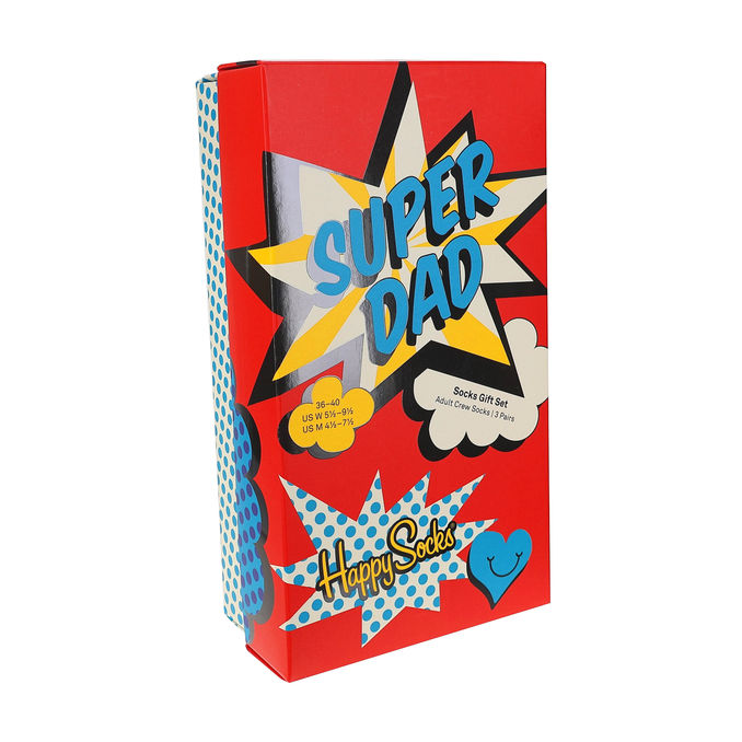Happy Socks Sukat Super Dad 36-40 3-Pack Lahjarasia