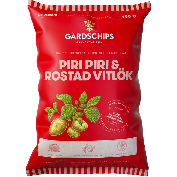 Gårdschips 2 x Potatischips Piri Piri & Vitlök