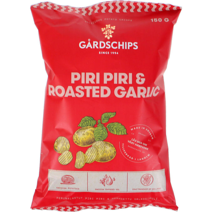 Gårdschips Chips m. Piri Piri & Ristet Hvidløg 150 g