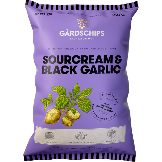 Gårdschips Chips m. Sourcream & Black Garlic